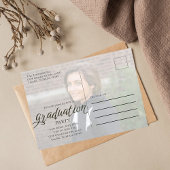 Abschluss Minimalistisch Modern Zwei Foto Script Postkarte