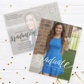 Abschluss Minimalistisch Modern Zwei Foto Script Postkarte