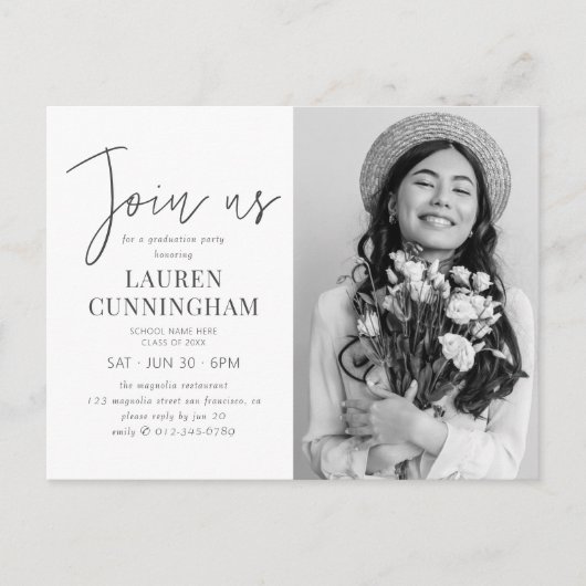 Abschluss Minimalistisch Modernes schlichtes Foto Postkarte (Vorderseite)