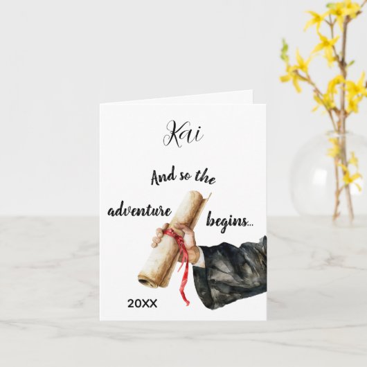 Abschluss Minimalistisch Scroll Son Card Karte (Gelbe Blume)