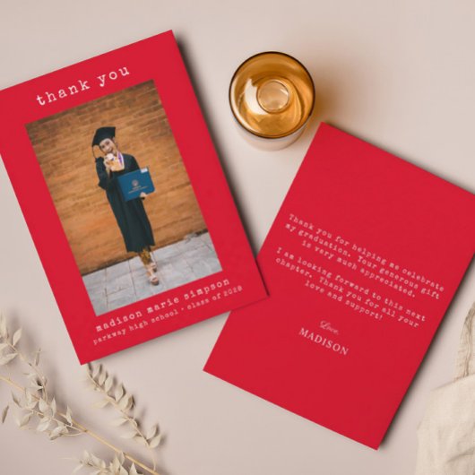 Abschluss Minimalistisch Simple Foto Vielen Dank Mitteilungskarte