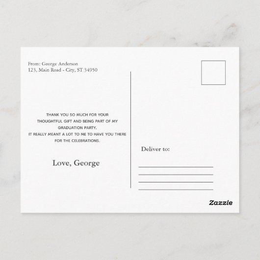 Abschluss Minimalistisches Multi-Foto Vielen Dank Postkarte (Rückseite)