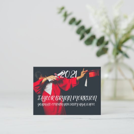 Abschluss "Minimalistisches Schwarzes und Weiß" 20 Begleitkarte (Stehend Vorderseite)