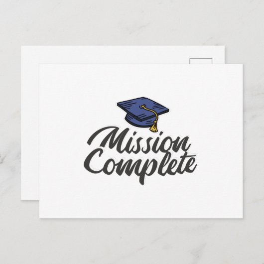 Abschluss Mission abgeschlossen Postkarte (Vorne/Hinten)