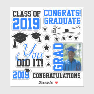 Abschluss mit blauen und schwarzen Fotos Aufkleber