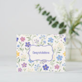 Abschluss mit Blumen Postkarte (Stehend Vorderseite)