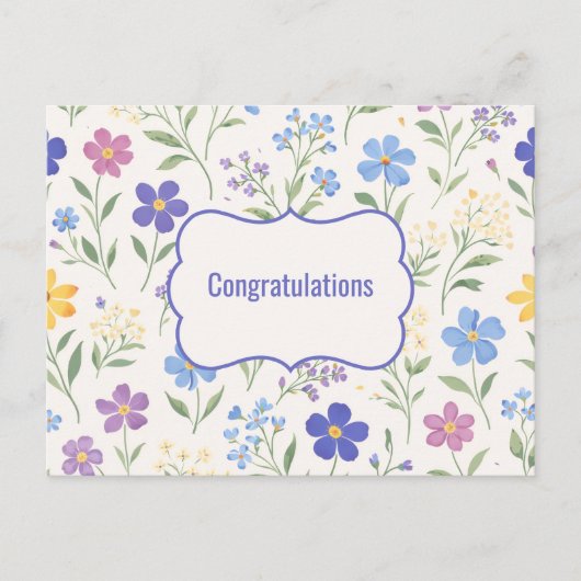 Abschluss mit Blumen Postkarte (Vorderseite)