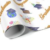 Abschluss mit Cap and Diploma Geschenkpapier (Rolleneckpunkt)
