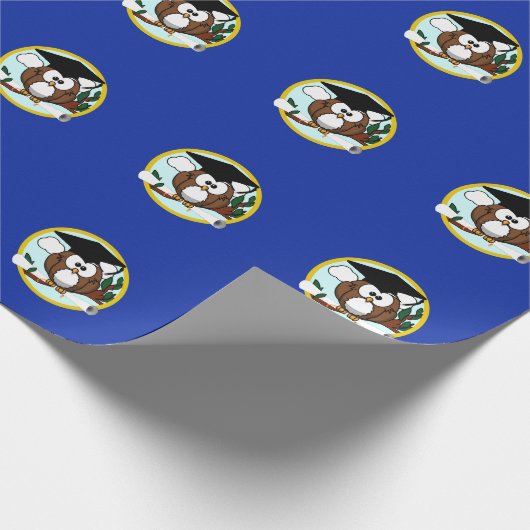 Abschluss mit Cap & Diploma - Blau und Gold Geschenkpapier (Ecke)