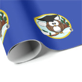 Abschluss mit Cap & Diploma - Blau und Gold Geschenkpapier (Rolleneckpunkt)