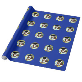 Abschluss mit Cap & Diploma - Blau und Gold Geschenkpapier
