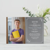 Abschluss mit dünnen Rahmen - Einladung zum Foto (Stehend Vorderseite)