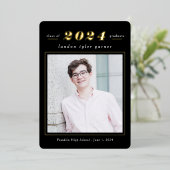 Abschluss mit einfachen Stats bearbeiten Moderne F Folieneinladung (Stehend vorne)