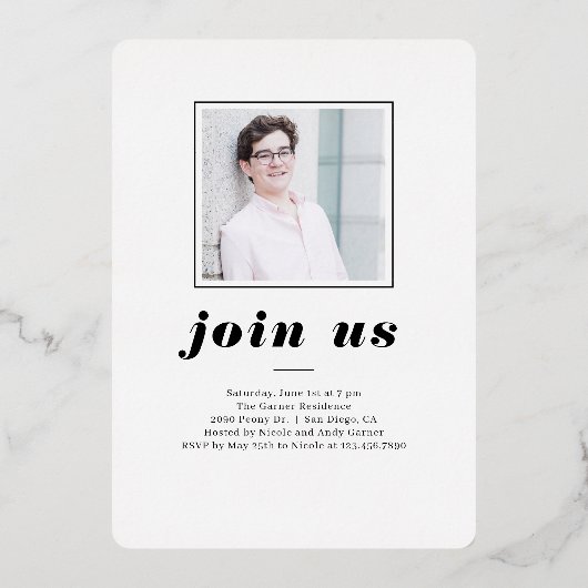 Abschluss mit einfachen Stats bearbeiten Moderne F Folieneinladung (Rückseite)