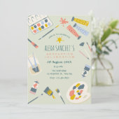 Abschluss mit farbigen Malereien Einladung (Stehend Vorderseite)