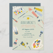 Abschluss mit farbigen Malereien Einladung (Vorne/Hinten)