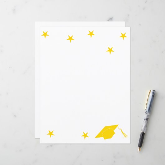Abschluss mit gelben Sternen Papierblatt (Vorderseite/Rückseite Beispiel)