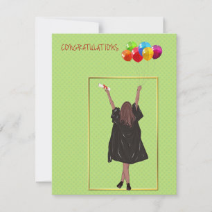 Abschluss mit Girl Holding Balloons Dankeskarte