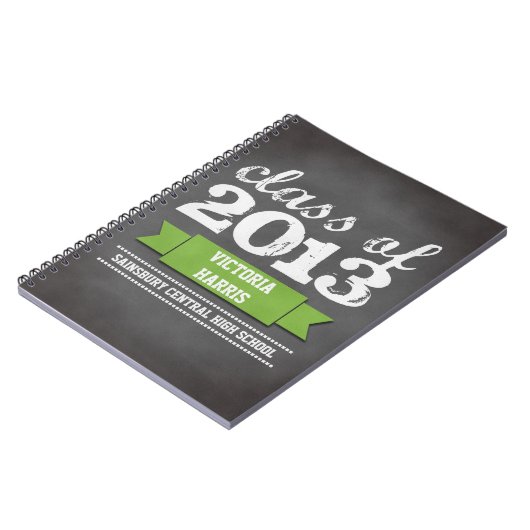 Abschluss mit grünem Banner Notizblock (Linke Seite)