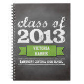 Abschluss mit grünem Banner Notizblock (Vorderseite)