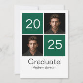 Abschluss mit grünem Portrait Einladung (Vorderseite)