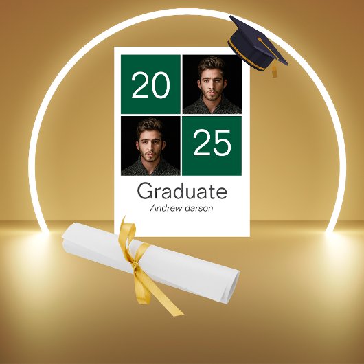 Abschluss mit grünem Portrait Einladung