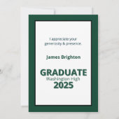 Abschluss mit grünen Streifen Dankeskarte (Rückseite)