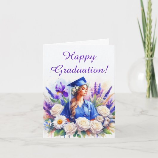 Abschluss mit Iris, Daisy, Rose Karte (Vorderseite)