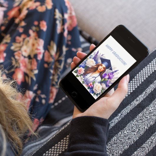 Abschluss mit Iris und Rose Karte