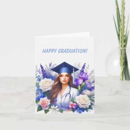 Abschluss mit Iris und Rose Karte (Vorderseite)