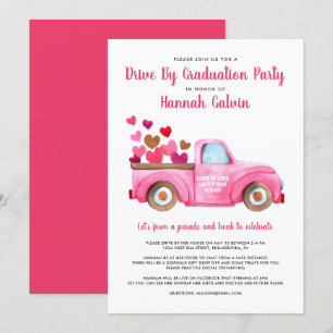 Abschluss mit Parade Pink Retro LKW Herz Einladung