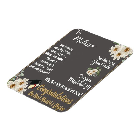 Abschluss mit personalisiertem Master-Abschluss Magnet (Linke Seite)