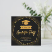 Abschluss mit Rahmen und Glitzer Einladung (Stehend Vorderseite)