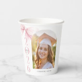 Abschluss mit rosa Schleife Pappbecher (Rückseite)