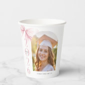 Abschluss mit rosa Schleife Pappbecher (Vorderseite)