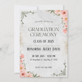 Abschluss mit rosa und grünem Blumenwasser Einladung