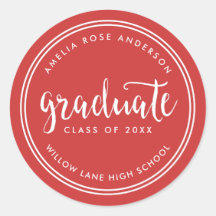 Abschluss mit rotem Skript und weißen Streifen