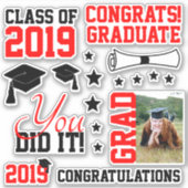 Abschluss mit rotem und schwarzem Foto Aufkleber (Vorderseite)