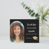 Abschluss mit schwarzem Foto Save the Date (Stehend Vorderseite)