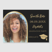 Abschluss mit schwarzem Foto Save the Date Magneteinladung (Vorderseite)