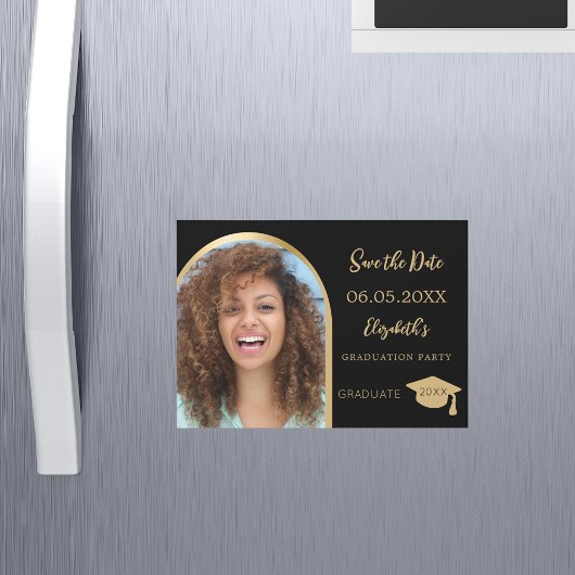 Abschluss mit schwarzem Foto Save the Date Magneteinladung