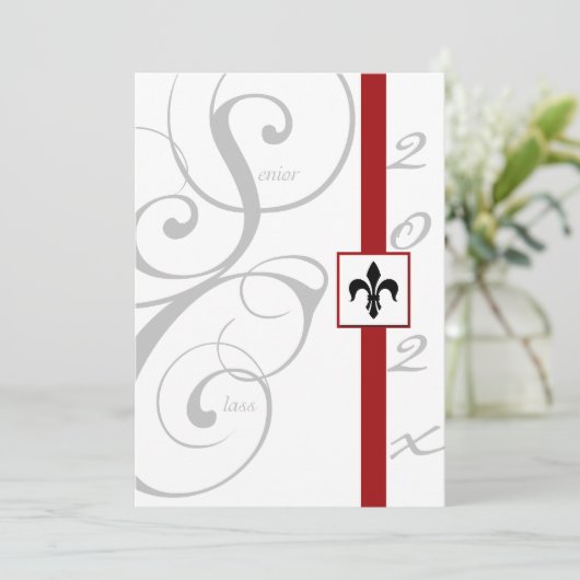 Abschluss mit schwarzem Scroll Einladung (Stehend Vorderseite)