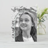 Abschluss mit schwarzem und weißem Foto Uni Einladung (Stehend Vorderseite)