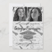 Abschluss mit schwarzem und weißem Foto Uni Einladung (Rückseite)