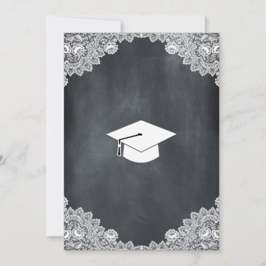 Abschluss mit schwarzer und weißer Spitze Einladung (Rückseite)
