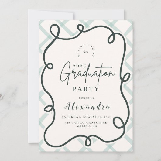 Abschluss mit Wavy-Frame-Kastenform Einladung (Vorderseite)