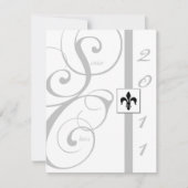 Abschluss mit weißem und silberfarbenem Scroll Einladung (Vorderseite)