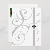 Abschluss mit weißem und silberfarbenem Scroll Einladung (Vorne/Hinten)