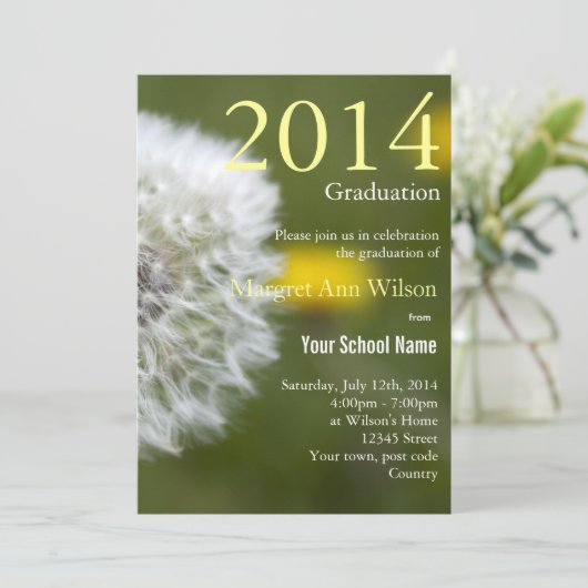 Abschluss mit wunderschönem, weißem Leuchter Einladung (Stehend Vorderseite)