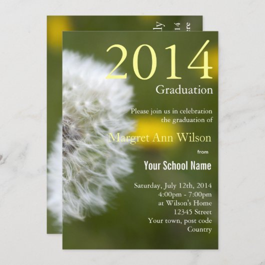 Abschluss mit wunderschönem, weißem Leuchter Einladung (Vorne/Hinten)